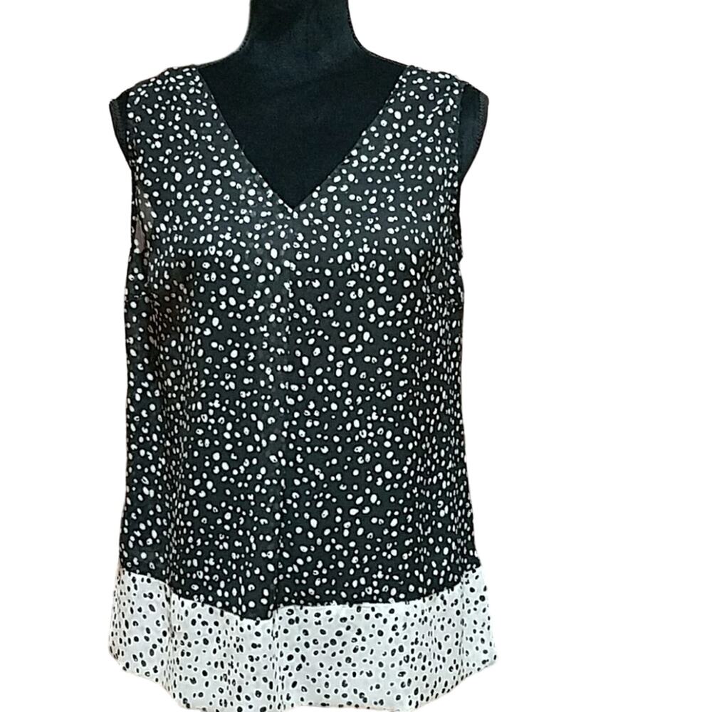 Remy Black and white sheer polka dot top Medium